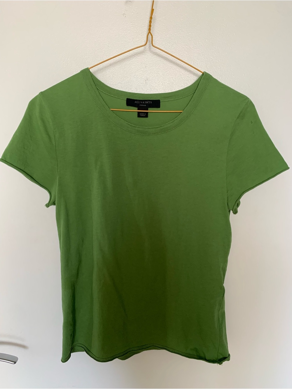 All Saints Women’s Green Crew Neck Bela Cotton T shirt, size small